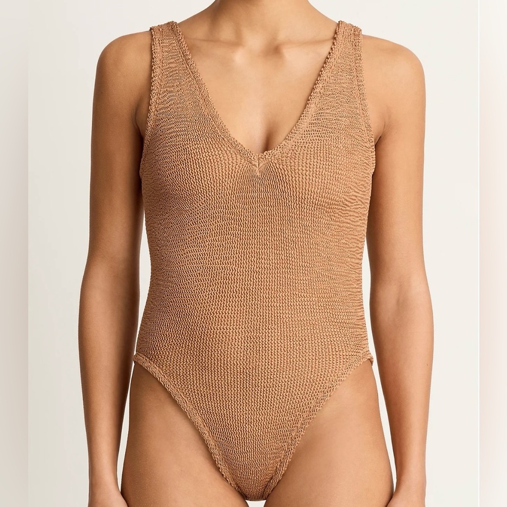 NWT Hunza G Sadie one piece swimsuit in metallic cocoa - Picture 2 of 4